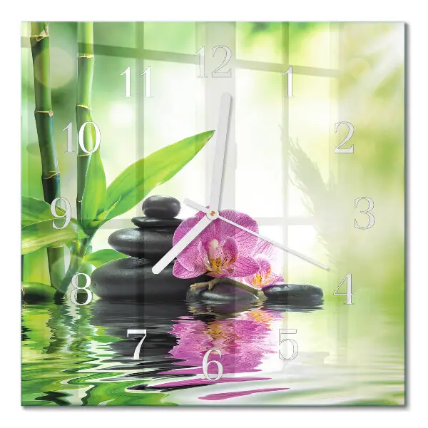 Wanduhr mit motiv quadratisch Orchideen-Spa