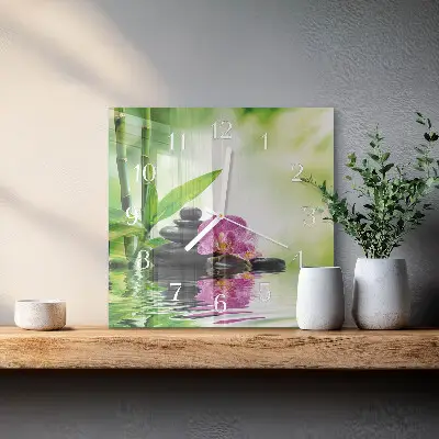 Wanduhr mit motiv quadratisch Orchideen-Spa