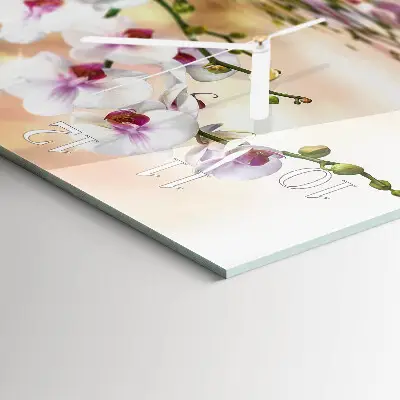 Quadratische wanduhr Orchidee