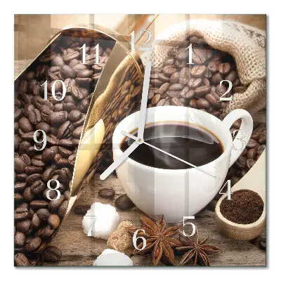 Glasuhr quadratisch Kaffee