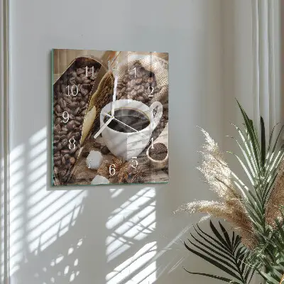 Glasuhr quadratisch Kaffee