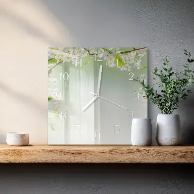 Quadratische wanduhr Frühling