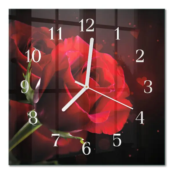 Quadratische wanduhr Rosen