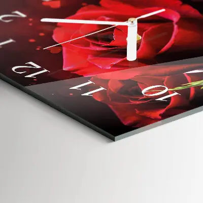 Quadratische wanduhr Rosen