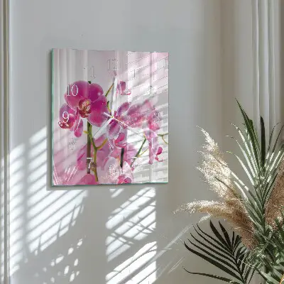 Moderne wanduhr quadratisch Orchidee
