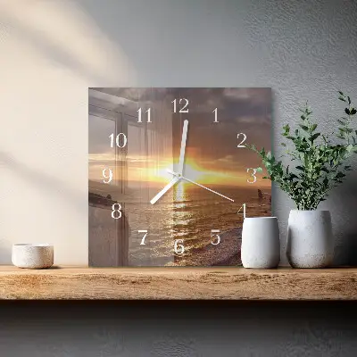 Quadratische wanduhr Sonnenuntergang