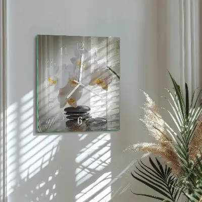Wanduhr mit motiv quadratisch Orchidee