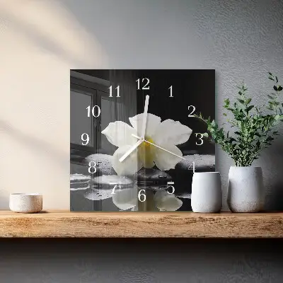 Moderne wanduhr quadratisch Steine ​​und Orchideen