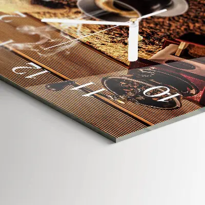 Quadratische wanduhr modern Kaffeebohnen