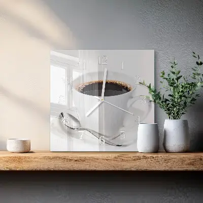 Glasuhr quadratisch Kaffee