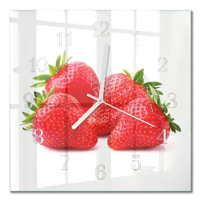 Glasuhr quadratisch Erdbeeren