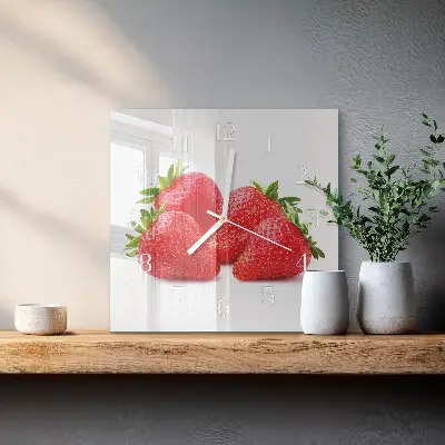 Glasuhr quadratisch Erdbeeren