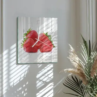 Glasuhr quadratisch Erdbeeren