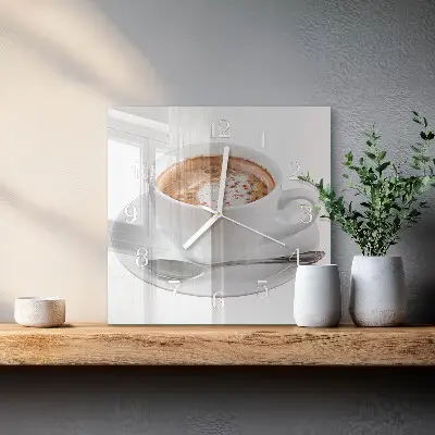 Glasuhr quadratisch Kaffee