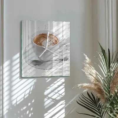 Glasuhr quadratisch Kaffee