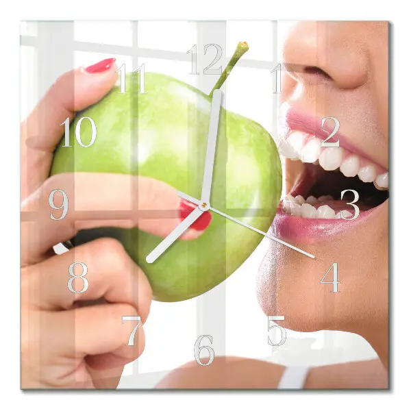 Quadratische wanduhr Apfel