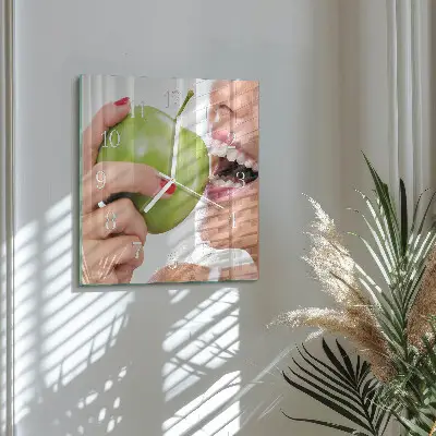 Quadratische wanduhr Apfel