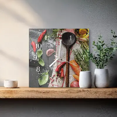 Quadratische wanduhr Gewürze