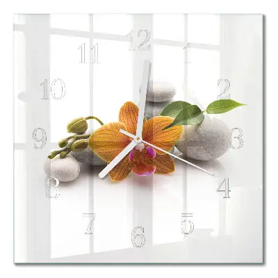 Quadratische wanduhr Orchidee
