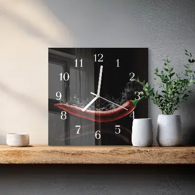 Moderne wanduhr quadratisch Chilischoten