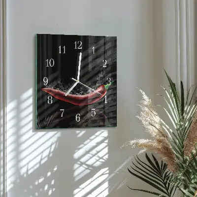 Moderne wanduhr quadratisch Chilischoten