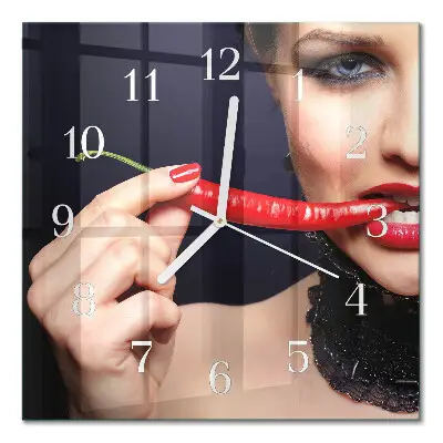 Wanduhr mit motiv quadratisch Chili-Pfeffer