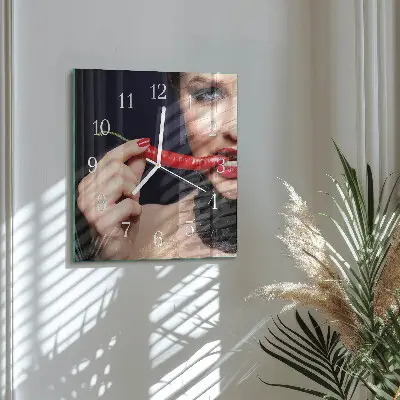 Wanduhr mit motiv quadratisch Chili-Pfeffer