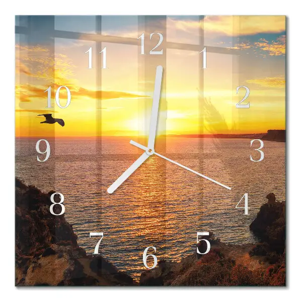 Glasuhr quadratisch Sonnenuntergang