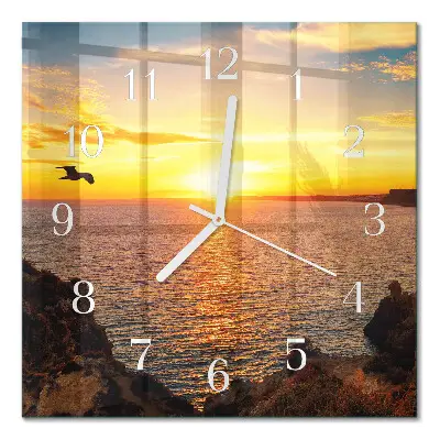 Glasuhr quadratisch Sonnenuntergang