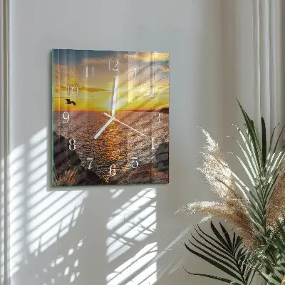 Glasuhr quadratisch Sonnenuntergang
