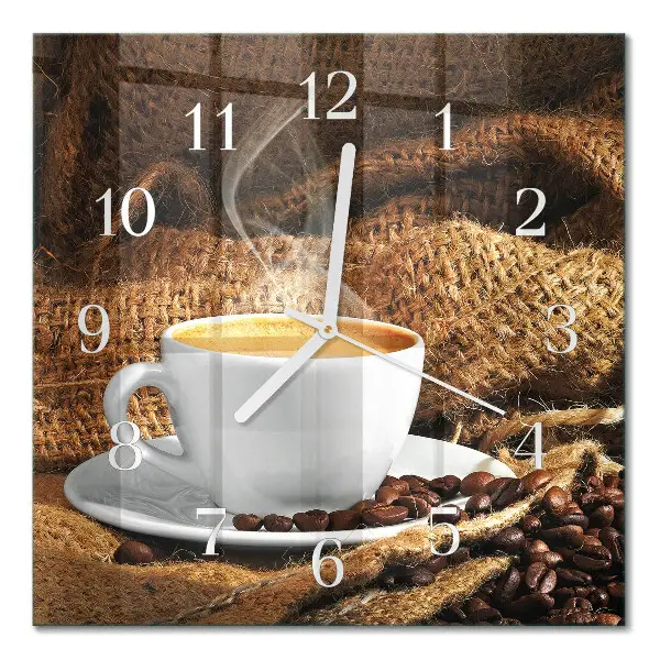 Quadratische wanduhr Kaffeebohnen