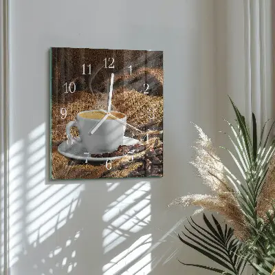 Quadratische wanduhr Kaffeebohnen