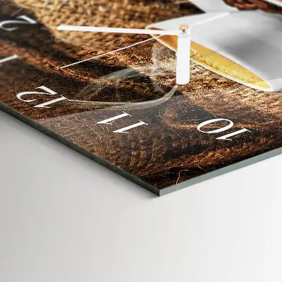 Quadratische wanduhr Kaffeebohnen
