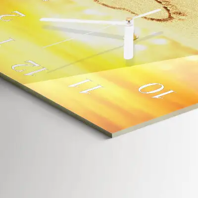 Quadratische wanduhr Herz im Sand