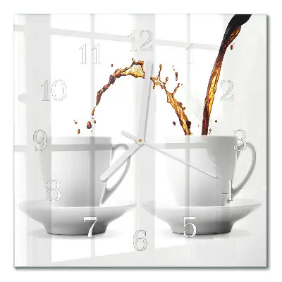 Wanduhr mit motiv quadratisch Tassen Kaffee