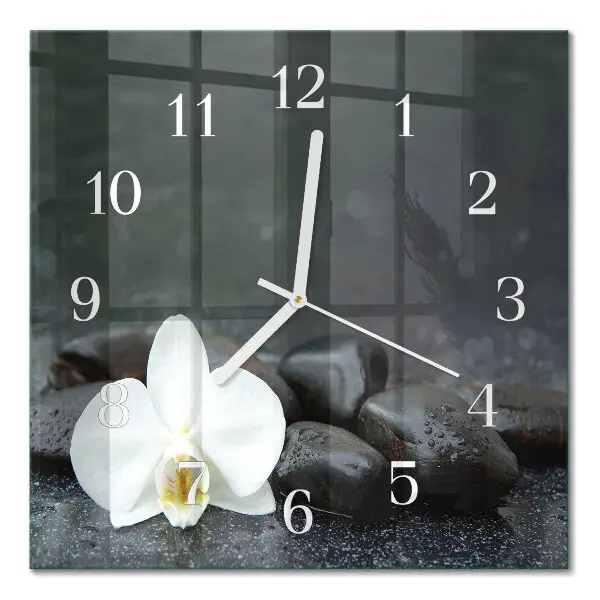 Moderne wanduhr quadratisch Blumen und Steine