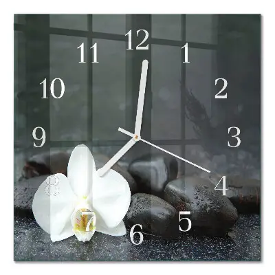 Moderne wanduhr quadratisch Blumen und Steine