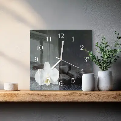 Moderne wanduhr quadratisch Blumen und Steine