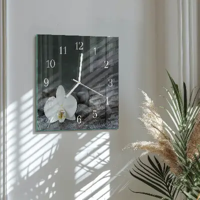 Moderne wanduhr quadratisch Blumen und Steine