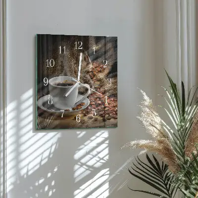 Glasuhr quadratisch Kaffee