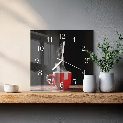 Moderne wanduhr quadratisch Eine Tasse Kaffee