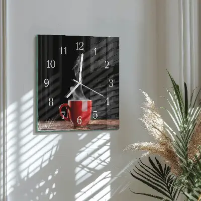 Moderne wanduhr quadratisch Eine Tasse Kaffee