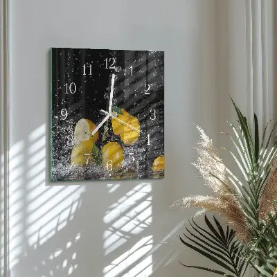 Moderne wanduhr quadratisch Zitronen