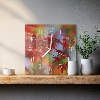 Wanduhr mit motiv quadratisch Ahornblätter