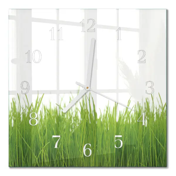Moderne wanduhr quadratisch Gras