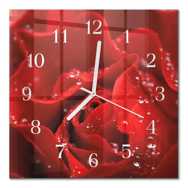 Quadratische wanduhr Rose