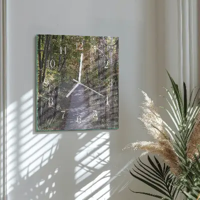 Quadratische wanduhr Waldweg
