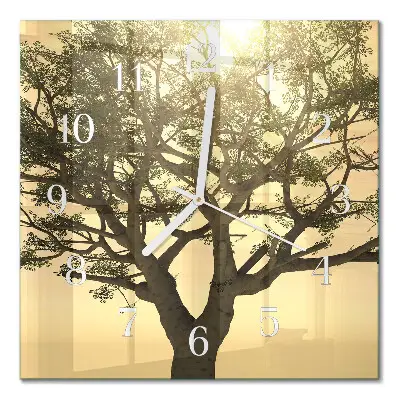 Wanduhr mit motiv quadratisch Baum