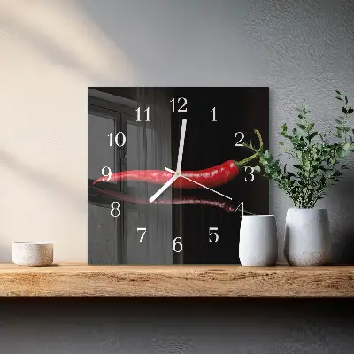 Moderne wanduhr quadratisch Chili-Pfeffer