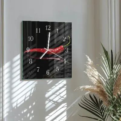 Moderne wanduhr quadratisch Chili-Pfeffer